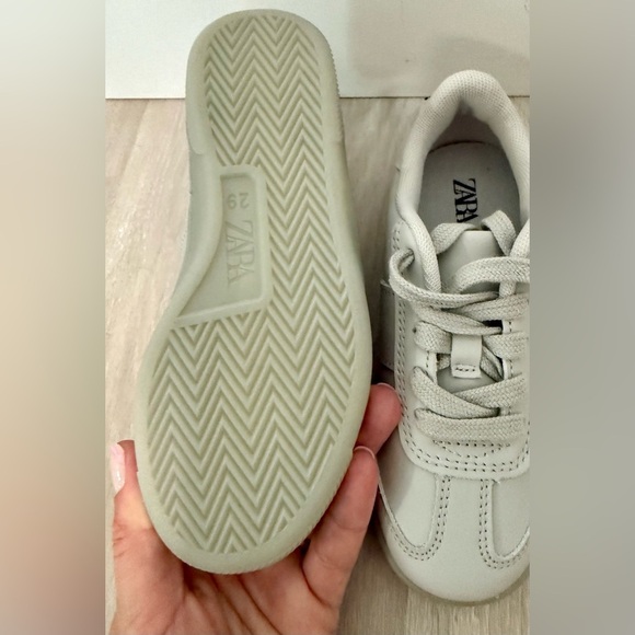 New Zara Kids Shoes Boys Leather Gray Sneakers Sz 12 - Picture 10 of 10